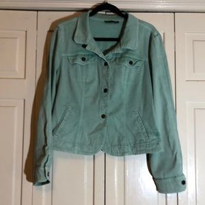 A.N.A. Mint Green Denim Jacket Button Front SZ XL r1